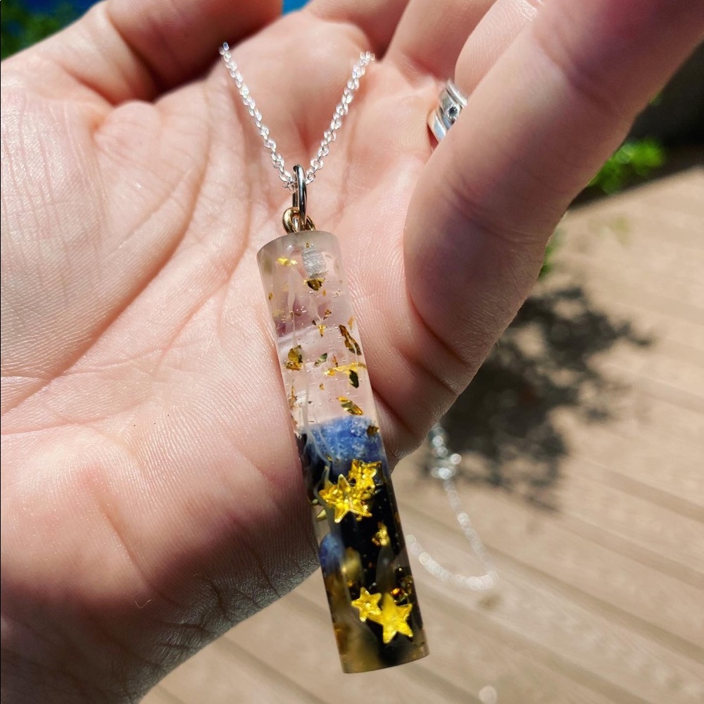 Galaxy resin pendant necklace